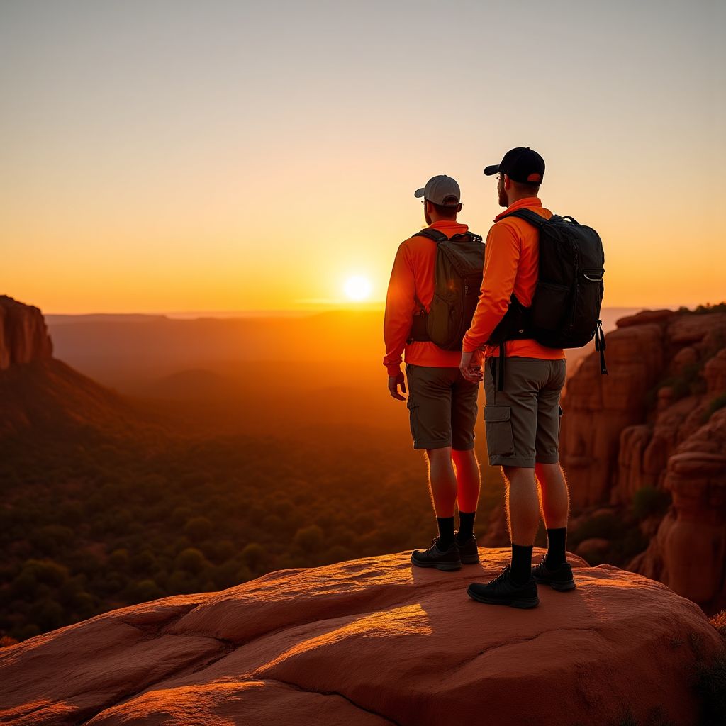 Team of hiking guides in Australian outback